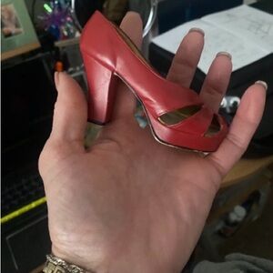 Elegant Red Peep-Toe Heels